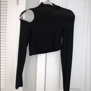 Cute turtle neck crop top with shoulder cutout